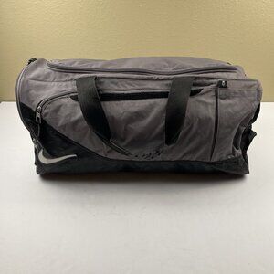 Nike Training Duffle Bag Medium Gym Black Gray Shoulder Strap Zip Shoe Pocket